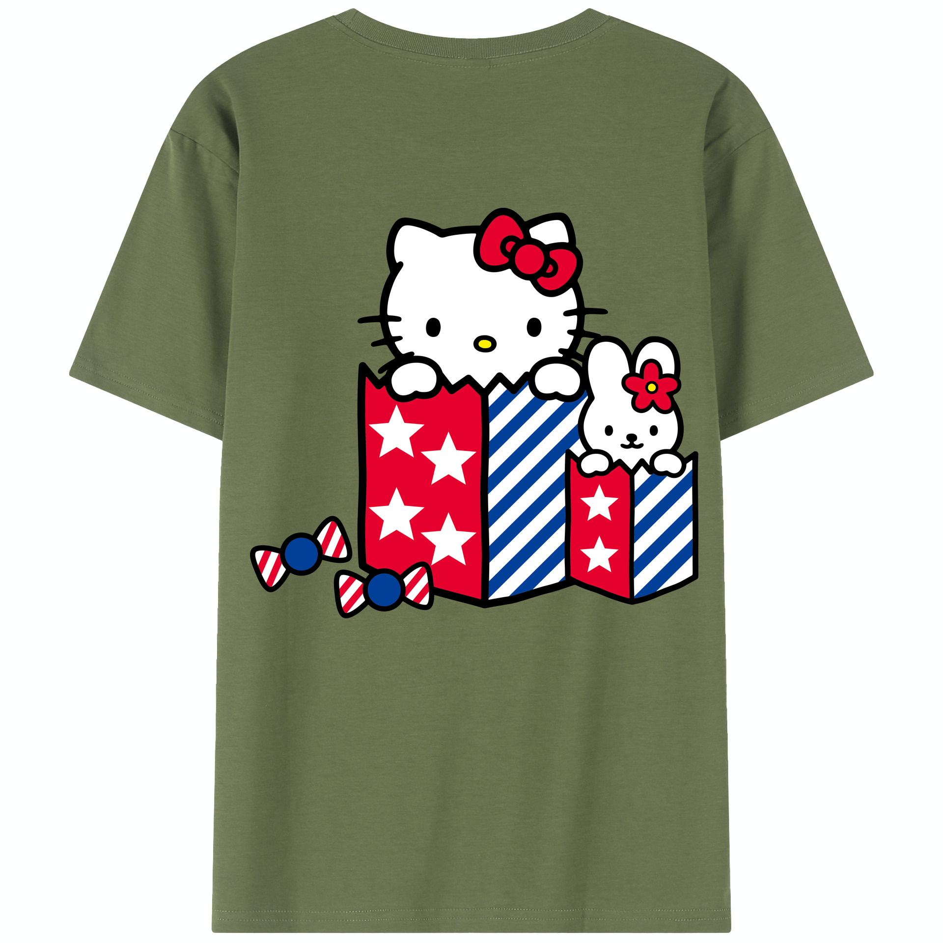 （画像用） Hello Kitty ハローキティ 綿100％半袖Tシャツ（背面プリント）